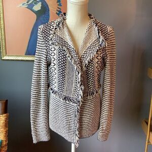 Chicos Cream‎ Woven Sweater Jacket